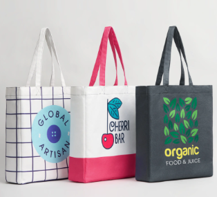 Custom Printed Fabric Tote Bags with Decorative Designs