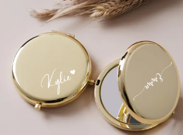 Custom Decorative Compact Mirrors and Matching Badges